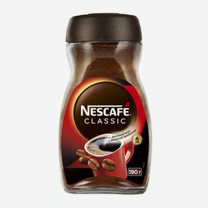 Кофе растворимый Nescafe Classic 190г с добавлением молотого