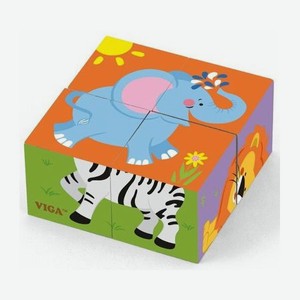 Кубики развивающие  Дикие животные  (4 шт.) 50836