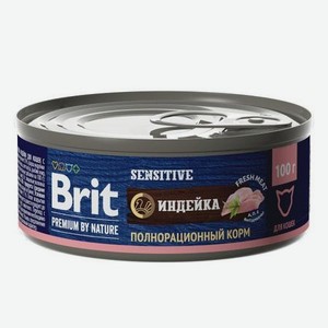 Корм для кошек Brit Premium для чувствительного пищеварения с индейкой консервированный 100г