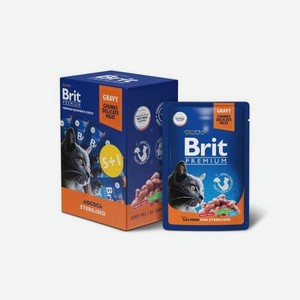 Корм для кошек Brit Premium стерилизованных лосось в соусе 85г*5+1шт
