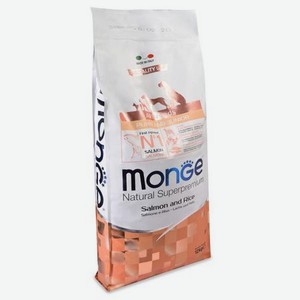 Корм для щенков MONGE Dog Monoprotein всех пород лосось с рисом сухой 12кг