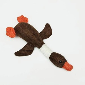 Игрушка для собак Пижон текстильная «Утка» с пищалкой коричневая