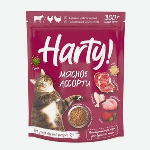 Корм для кошек Harty 0,3кг Мясное ассорти для взрослых полнорационный сухой