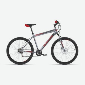 Велосипед BLACK ONE Hooligan 26 D (2021), горный (взрослый), рама 16 , колеса 26 , серый/красный, 18кг [hd00000460]