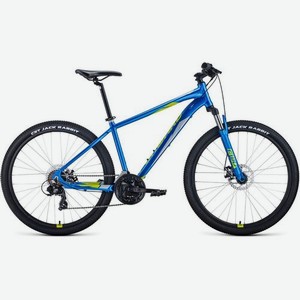 Велосипед FORWARD Apache 27,5 2.0 Disc (2020-2021), горный (взрослый), рама 19 , колеса 27.5 , синий/зеленый, 15.4кг [rbkw1m37g025]