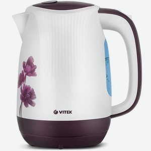 Чайник электрический Vitek VT-7061, 2200Вт, белый с узором и фиолетовый