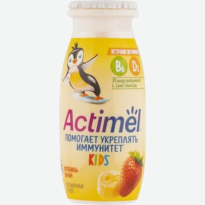 Йогурт 1,5% питьевой Актимель Кидс клубника банан Данон п/б, 95 мл