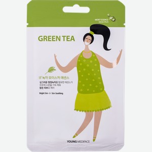 Маска для лица Янг медифейс зеленый чай успокаивающая Хонгбо Ко м/у, 1 шт