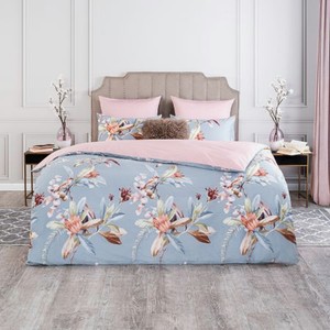 Комплект постельного белья Estia Этери голубой с розовым Полуторный