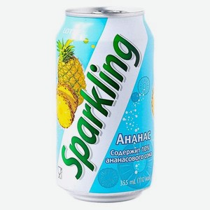 Газированный напиток Lotte Sparkling Ананас сокосодержащий, 0,355 л