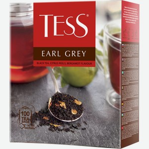 Чай черный TESS Earl grey байховый к/уп, Россия, 100 пак