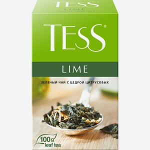 Чай зеленый TESS Lime с цедрой цитрусовых и ароматом лайма листовой к/уп, Россия, 100 г