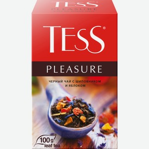 Чай черный TESS Pleasure с добавками листовой к/уп, Россия, 100 г