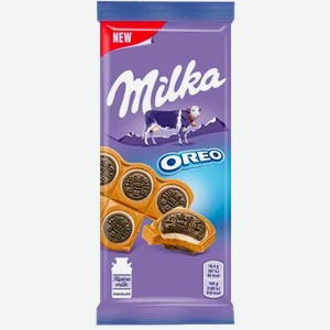 Шоколад Milka молочный с круглым печеньем  Орео  с начинкой со вкусом ванили, 92 г