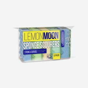 Губка для посуды Lemon Moon с профилированной поверхностью 6.4 х 9.6 х 15см, 5шт
