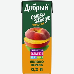 Сок Добрый Active Kid яблоко-персик, 200мл