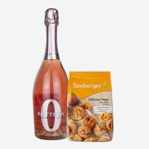 Безалкогольное Игристое Вино Bottega Розовое 0,75 л и Инжир Seeberger 500 гр