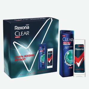 Набор подарочный мужской Rexona+Clear (Гель д/душа+шампунь 2в1 Активспорт 200мл)