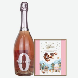 Безалкогольное Игристое Вино Bottega Розовое 0,75 л и Конфеты Ameri в Розовой упаковке 250 гр