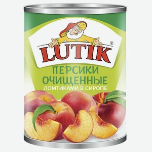 Персики Lutik очищенные ломтики в сиропе, 3100 мл.