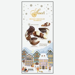 Шоколадные конфеты Ameri с начинкой пралине в новогодней упаковке, 125 г