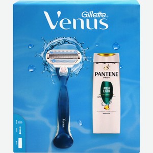 Подарочный набор женский Gillette Venus Smooth + Pantene (бритвенный станок, шампунь), 2 предмета