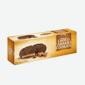 Печенье в молочном шоколаде Квикбери с карамелью и орехами Квикбери кор, 140 г