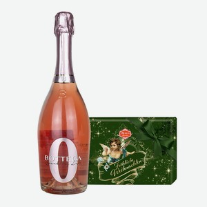 Безалкогольное Игристое Вино Bottega Розовое 0,75 л и Шоколадных Конфет Reber 525 гр