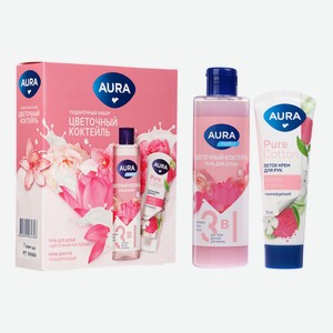 Подарочный набор женский AURA Цветочный коктейль:Гель для душа,250мл + Крем для рук,75мл