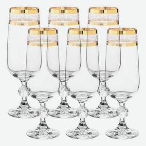 Набор бокалов для шампанского Crystalite Bohemia Sterna панто 2 отводки золото 180 мл 6 шт