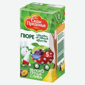 Пюре САДЫ ПРИДОНЬЯ, Яблоко-груша-слива, 125г в магазине Магнит у дома