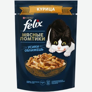 Felix Мясные Ломтики влажный корм для взрослых кошек всех пород, курица (75 г)