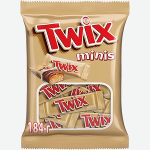 Конфеты TWIX Minis песочные с карамелью, покрытые молочным шоколадом, Россия, 184 г