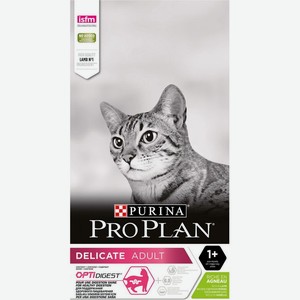 Pro Plan корм для взрослых кошек всех пород, деликатное пищеварение, с ягненком (10 кг)