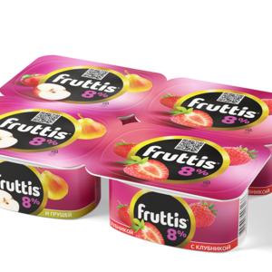 Продукт йогуртный Fruttis клубника-яблоко-груша 8%, 115 г