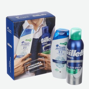 Подарочный набор мужской HEAD&SHOULDERS:Шампунь 2в1,200мл+Пена для бритья Gillette,200мл