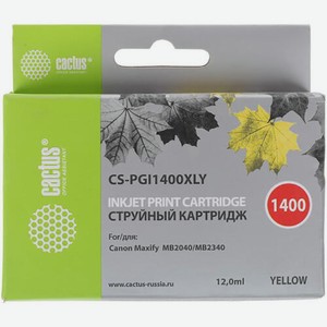 Картридж струйный CS-PGI1400XLY желтый для HP Canon MB2050/MB2350/MB2040/MB2340 (11.5мл) Cactus