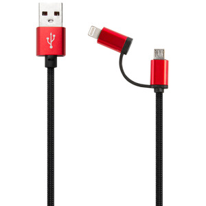 Кабель USB MicroUSB LX01 с адаптером Lightning 1м Черный Red Line