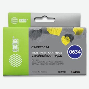 Картридж струйный CS-EPT0634 желтый для Epson Stylus C67 Series/ C87 Series/ CX3700 (10ml) Cactus