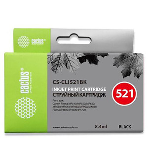 Картридж струйный CS-CLI521BK черный для Canon MP540/MP550/MP620/MP630 (8,2ml) Cactus
