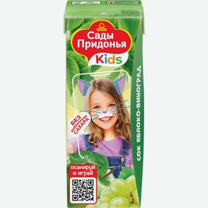 Детское питание сок САДЫ ПРИДОНЬЯ яблоко виноград, Россия, 200 мл