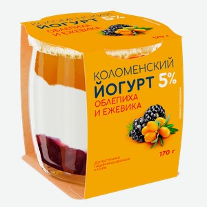 Йогурт 5% Коломенское Облепиха Ежевика Коломенское с/б, 170 г