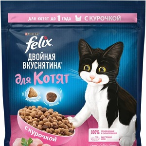 Felix Двойная Вкуснятина корм для котят всех пород, курица (600 гр)