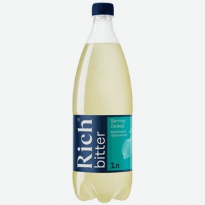 Напиток сильногазированный Rich Bitter Lemon безалкогольный, 1 л, пластиковая бутылка