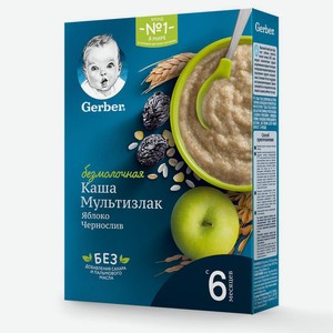 Каша Gerber безломочная молочная мультизлаковая/яблоко/чернослив с 6мес 180г