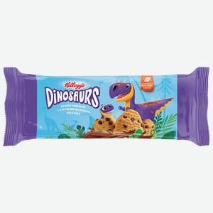 Печенье КЕЛЛОГС Динозавры сдобное банановое с кусочками молочного шоколада, 120г