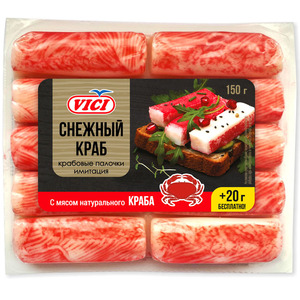 Крабовые палочки Охлаждённые с мясом натурального краба Vici 170 г