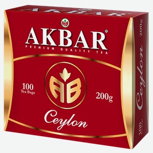 Чай AKBAR, АВ Цейлон, черный, байховый, 100 пакетиков