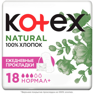 Прокладки ежедневные Kotex natural нормал 18шт