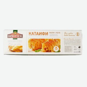 Тесто слоеное тонкое Bontier Fillo Катаифи греческое для выпечки замороженное, 450 г